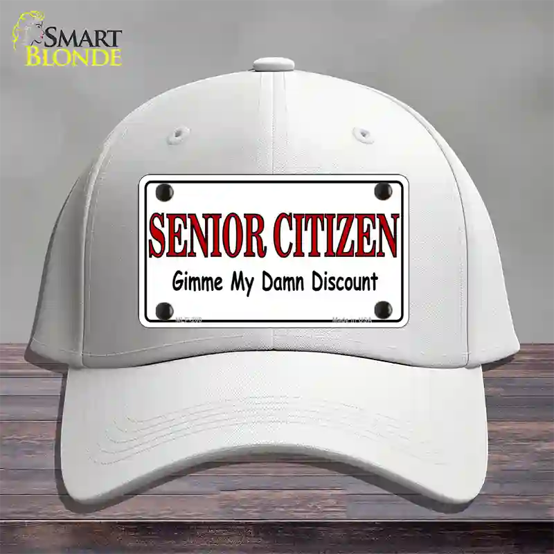 Senior Citizen Discount Novelty License Plate Hat Cotton / White