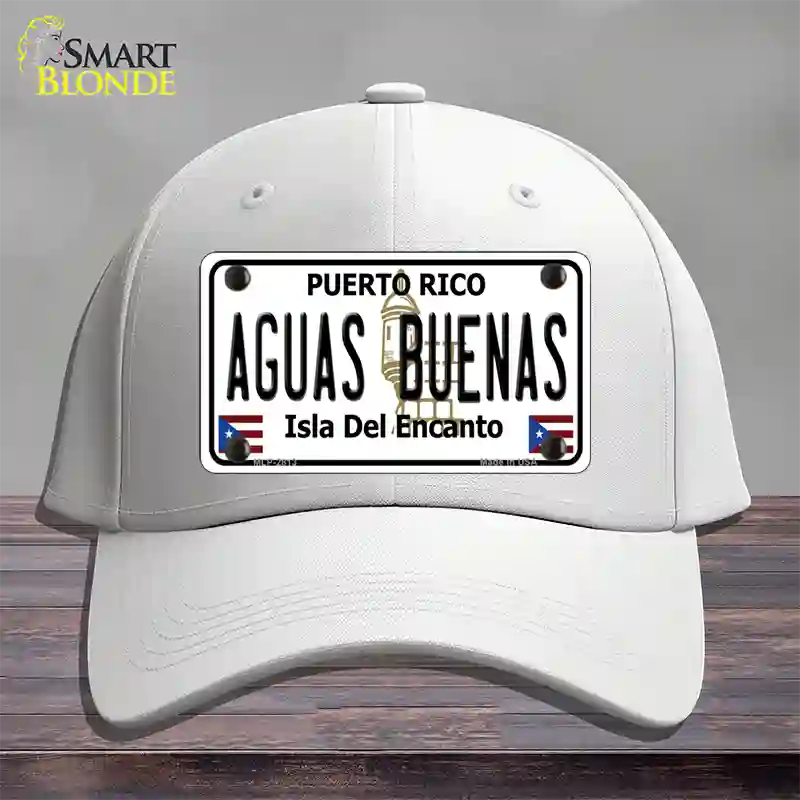 Aguas Buenas Puerto Rico Novelty License Plate Hat Cotton / White