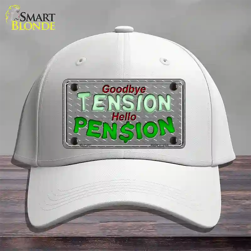 Tension Pension Novelty License Plate Hat Cotton / White