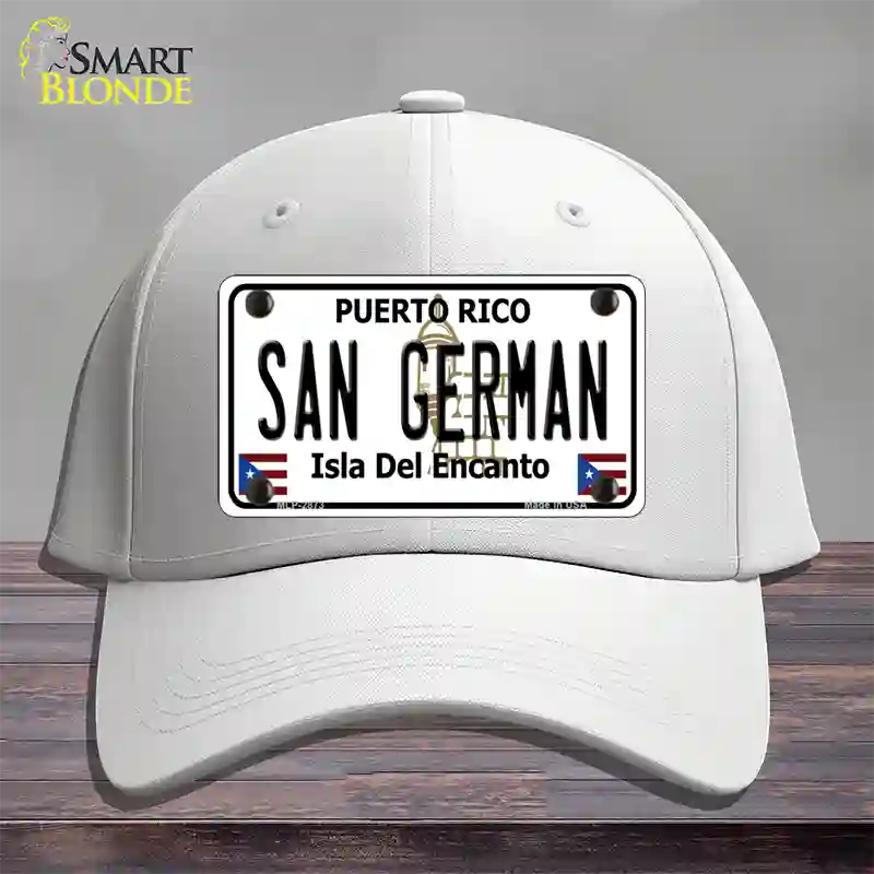 San German Puerto Rico Novelty License Plate Hat Cotton / White