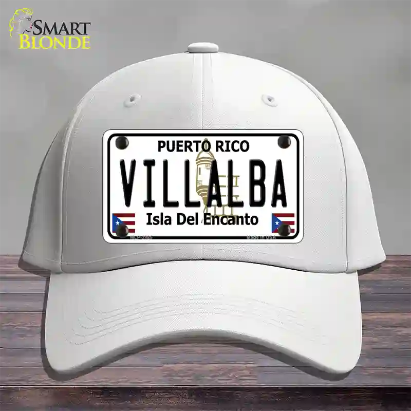 Villalba Puerto Rico Novelty License Plate Hat Cotton / White