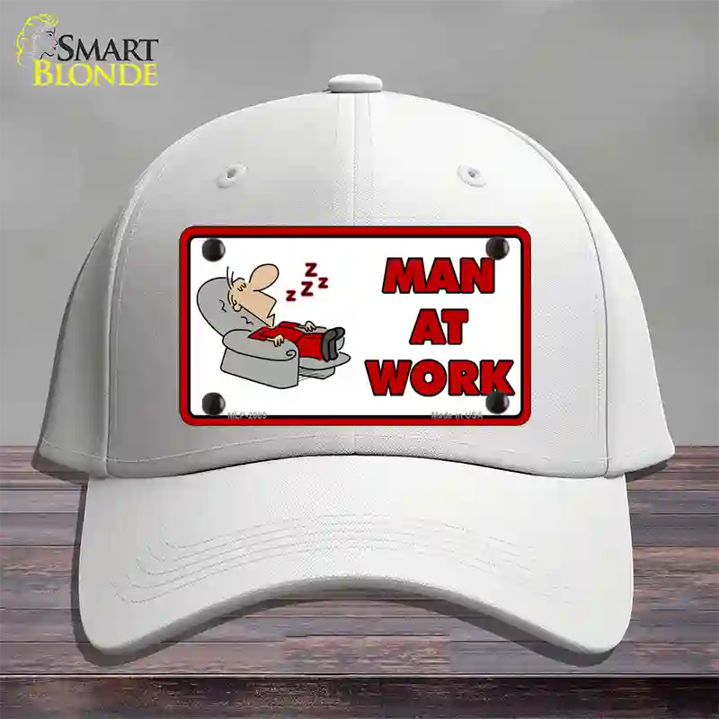 Man At Work Novelty License Plate Hat Cotton / White