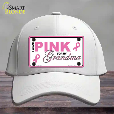 Pink For Grandma Novelty License Plate Hat Cotton / White