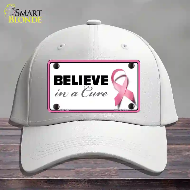 Believe In A Cure Novelty License Plate Hat Sign Cotton / White