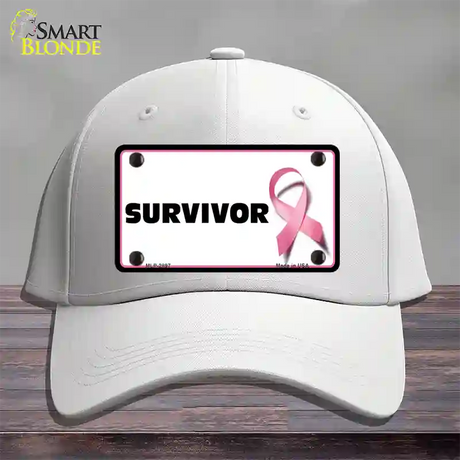 Survivor Breast Cancer Novelty License Plate Hat Cotton / White