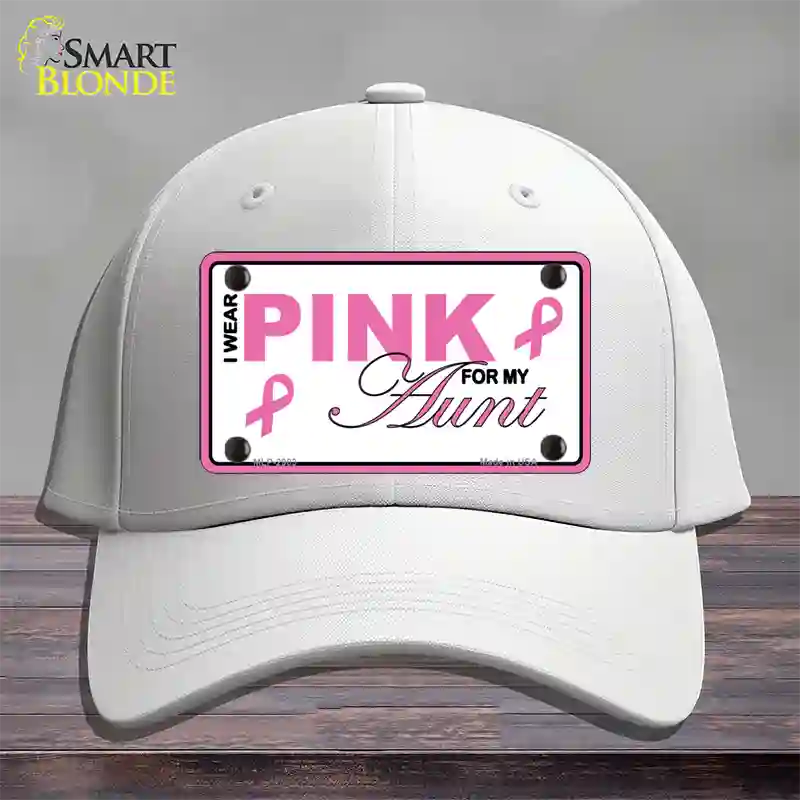 Pink For My Aunt Novelty License Plate Hat Cotton / White