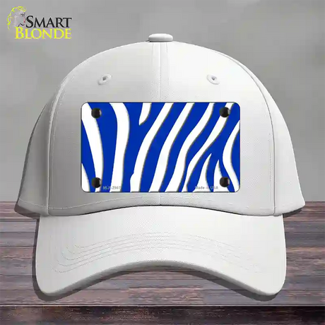 Blue White Zebra Novelty License Plate Hat Cotton / White