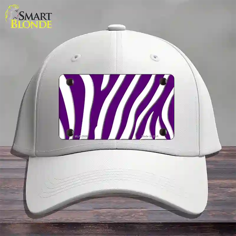 Purple White Zebra Novelty License Plate Hat Cotton / White