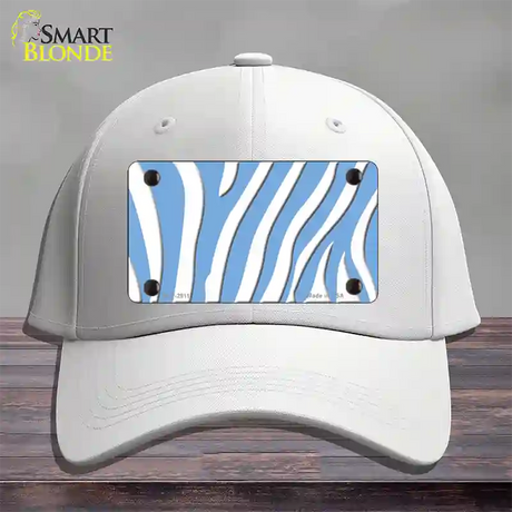 Light Blue White Zebra Novelty License Plate Hat Cotton / White