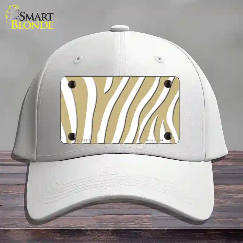 Gold White Zebra Novelty License Plate Hat Cotton / White