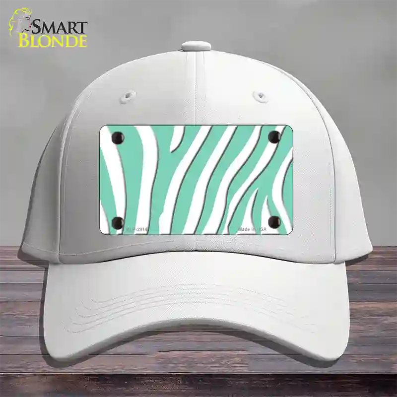 Mint White Zebra Novelty License Plate Hat Cotton / White