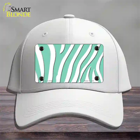 Mint White Zebra Novelty License Plate Hat Cotton / White