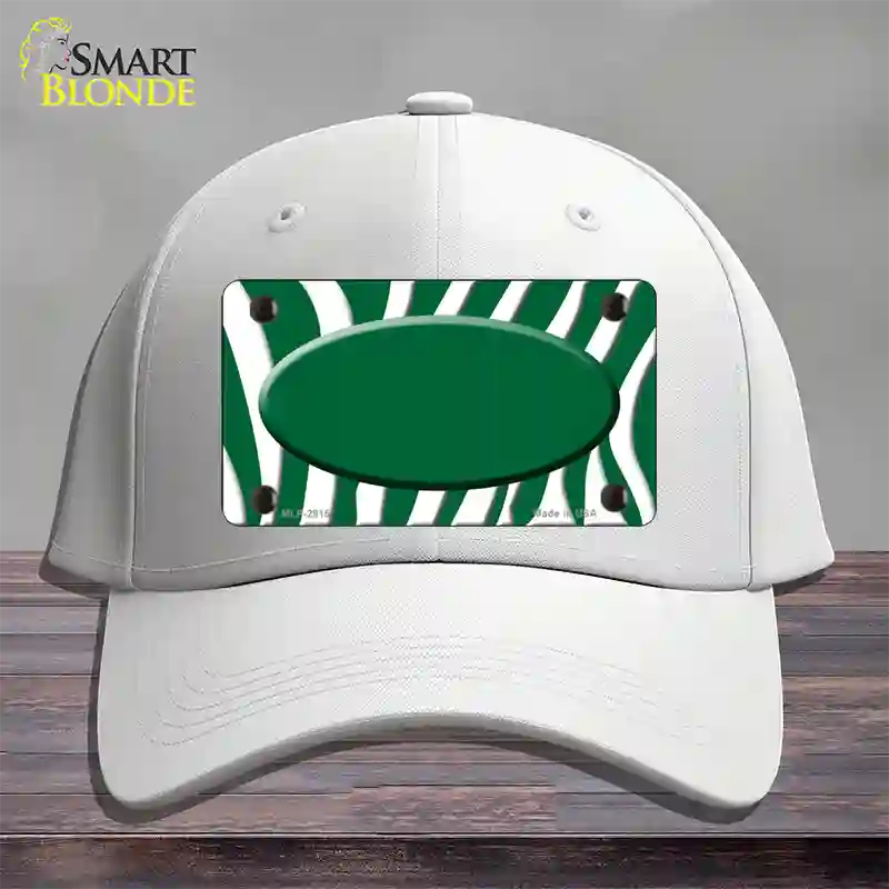 Green White Zebra Green Center Oval Novelty License Plate Hat Cotton / White