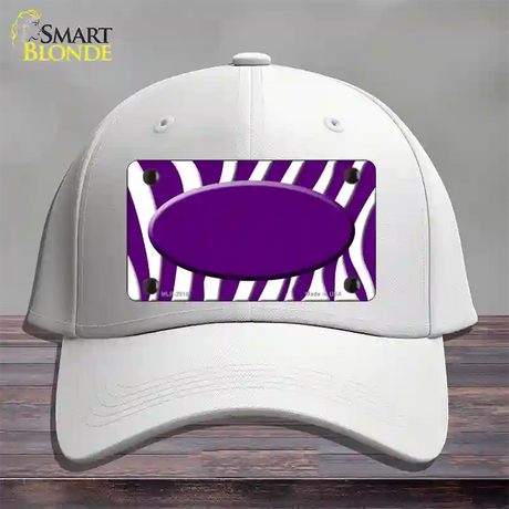 Purple White Zebra Purple Center Oval Novelty License Plate Hat Cotton / White