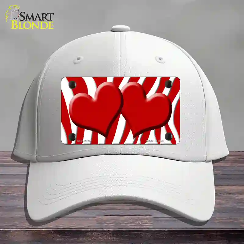 Red White Zebra Red Centered Hearts Novelty License Plate Hat Cotton / White