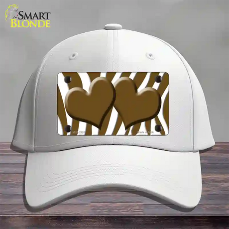 Brown White Zebra Brown Centered Hearts Novelty License Plate Hat Cotton / White