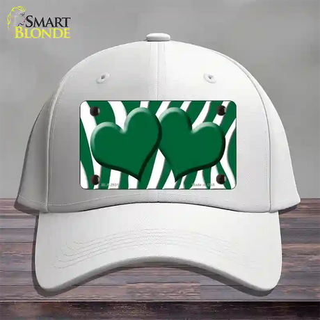 Green White Zebra Green Centered Hearts Novelty License Plate Hat Cotton / White