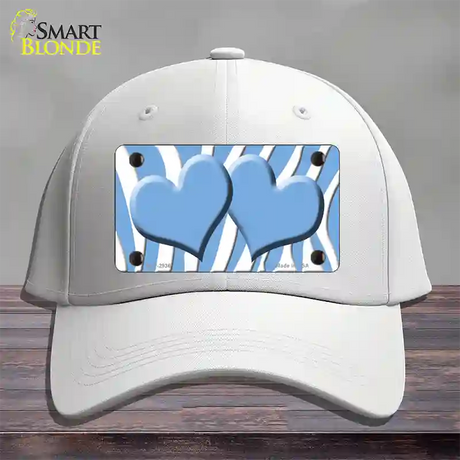 Light Blue White Zebra Light Blue Centered Hearts Novelty License Plate Hat Cotton / White