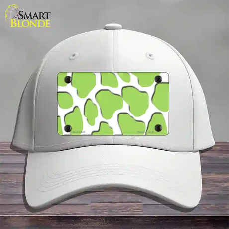 Lime Green White Giraffe Novelty License Plate Hat Cotton / White