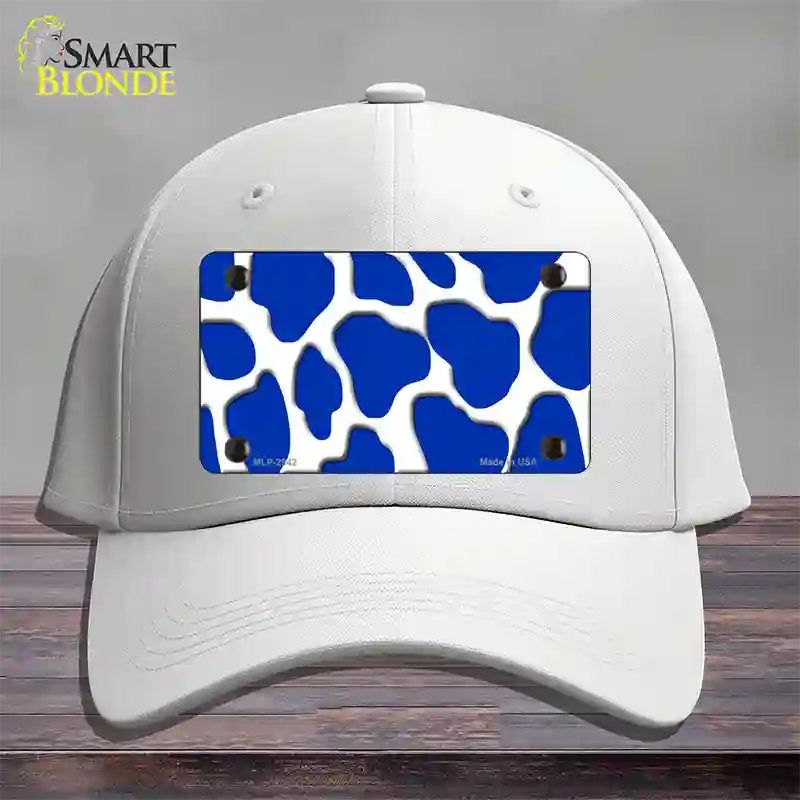 Blue White Giraffe Novelty License Plate Hat Cotton / White