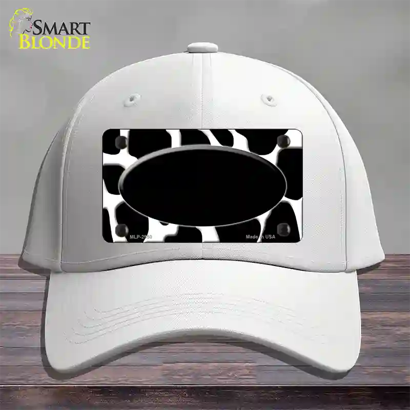 Black White Giraffe Black Center Oval Novelty License Plate Hat Cotton / White