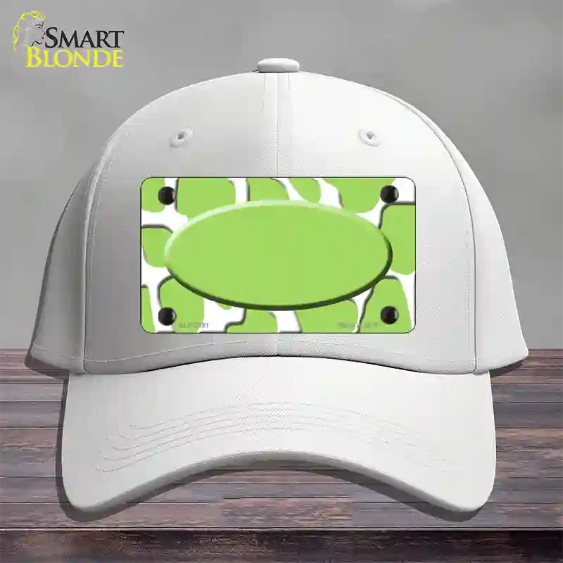 Lime Green White Giraffe Lime Green Center Oval Novelty License Plate Hat Cotton / White