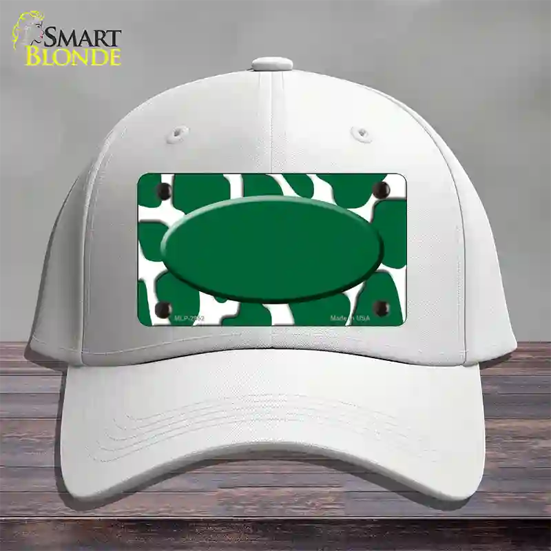 Green White Giraffe Green Center Oval Novelty License Plate Hat Cotton / White