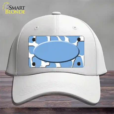 Light Blue White Giraffe Light Blue Center Oval Novelty License Plate Hat Cotton / White