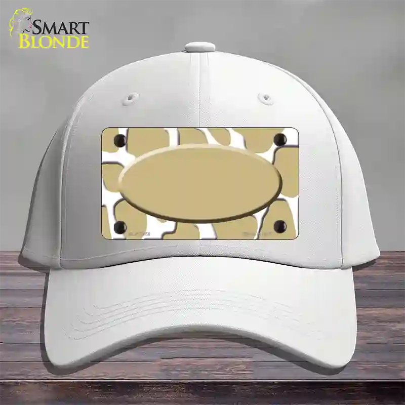 Gold White Giraffe Gold Center Oval Novelty License Plate Hat Cotton / White