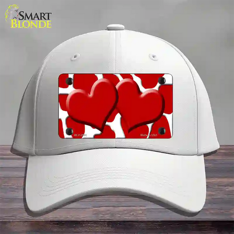 Red White Giraffe Red Centered Hearts Novelty License Plate Hat Cotton / White