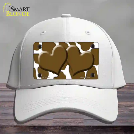 Brown White Giraffe Brown Centered Hearts Novelty License Plate Hat Cotton / White