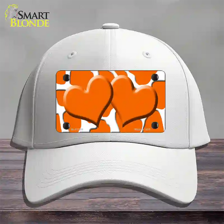 Orange White Giraffe Orange Centered Hearts Novelty License Plate Hat Cotton / White