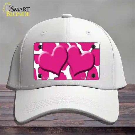 Pink White Giraffe Pink Centered Hearts Novelty License Plate Hat Cotton / White