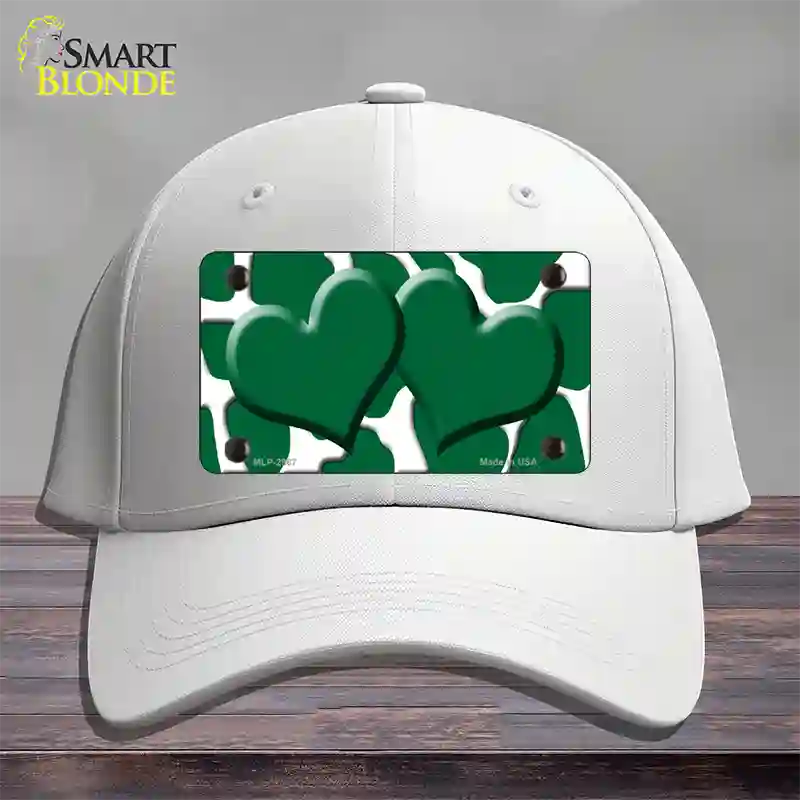 Green White Giraffe Green Centered Hearts Novelty License Plate Hat Cotton / White