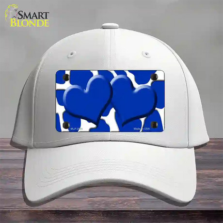 Blue White Giraffe Blue Centered Hearts Novelty License Plate Hat Cotton / White