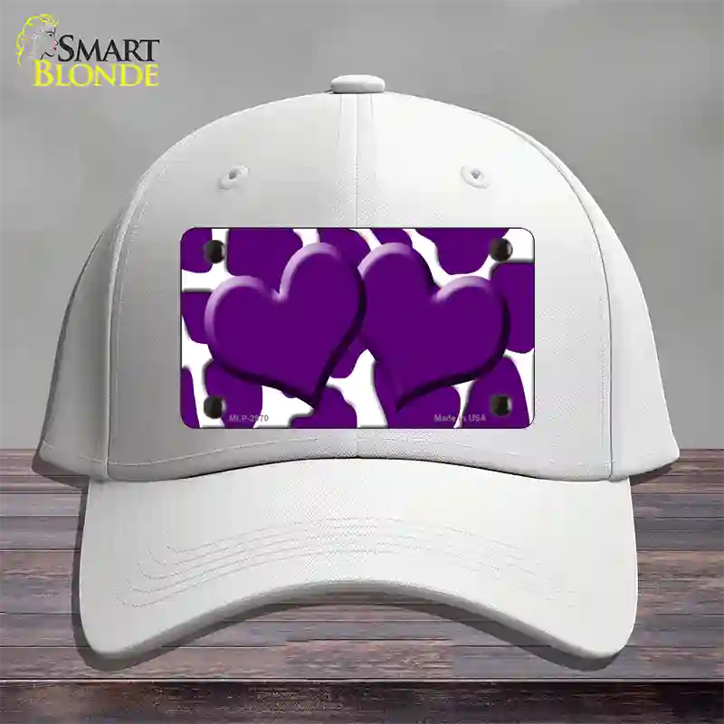 Purple White Giraffe Purple Centered Hearts Novelty License Plate Hat Cotton / White