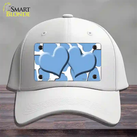 Light Blue White Giraffe Light Blue Centered Hearts Novelty License Plate Hat Cotton / White