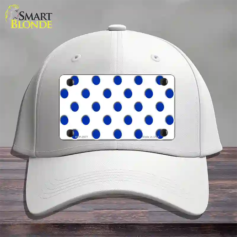 Blue White Polka Dot Novelty License Plate Hat Cotton / White