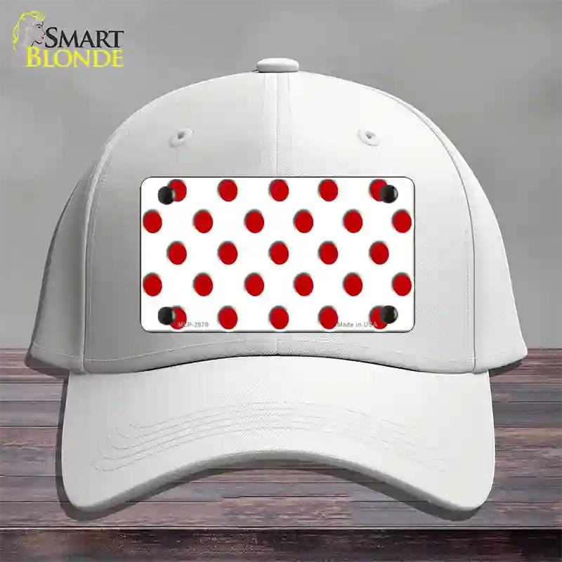 Red White Polka Dot Novelty License Plate Hat Cotton / White