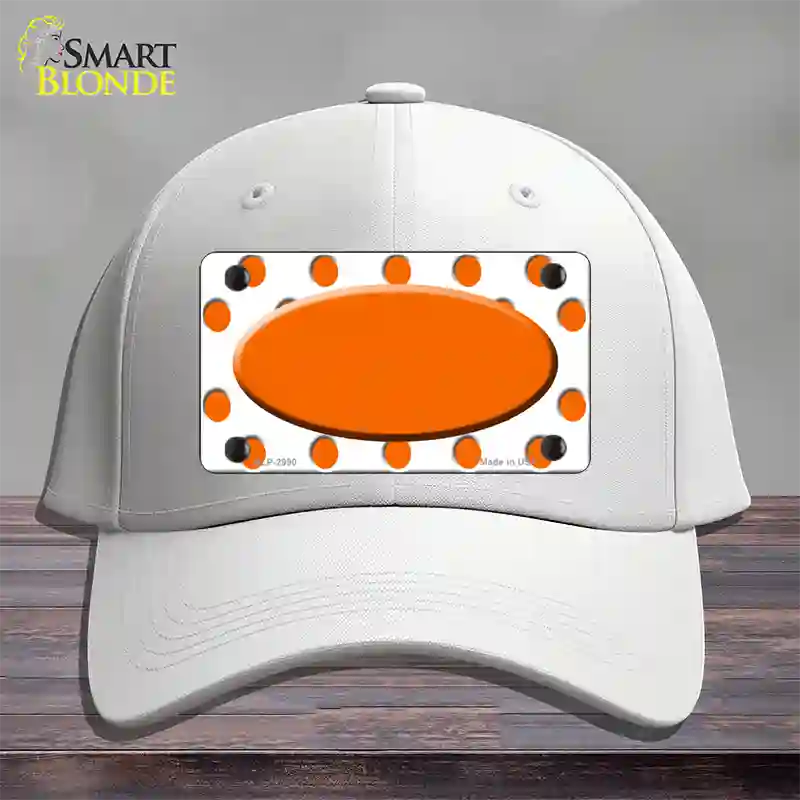 Orange White Polka Dot Orange Center Oval Novelty License Plate Hat Cotton / White