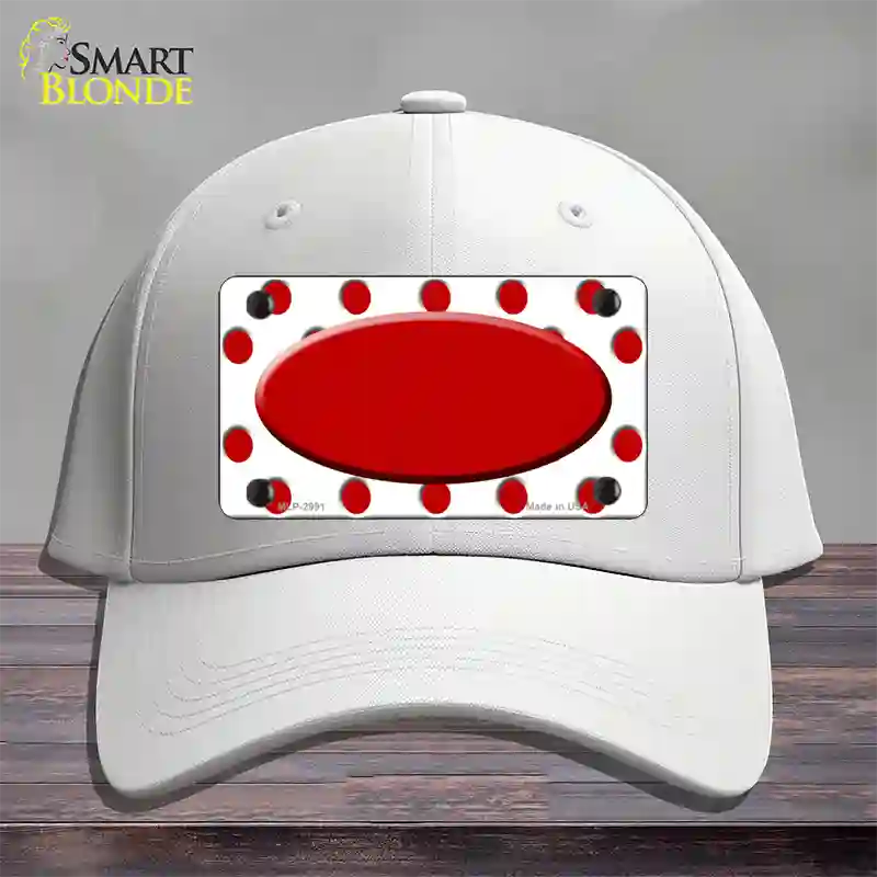 Red White Polka Dot Red Center Oval Novelty License Plate Hat Cotton / White