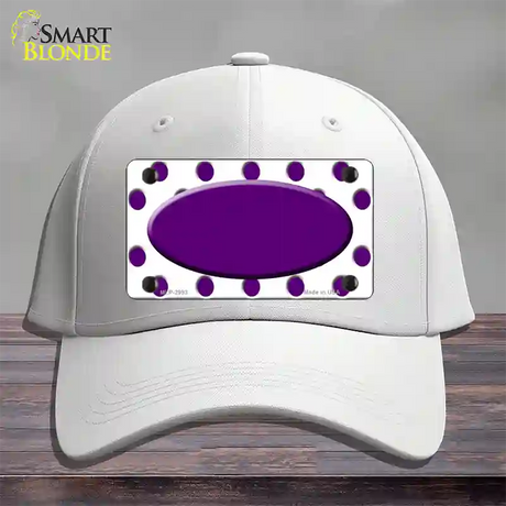 Purple White Polka Dot Purple Center Oval Novelty License Plate Hat Cotton / White