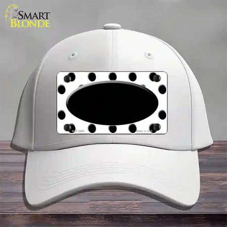 Black White Polka Dot Black Center Oval Novelty License Plate Hat Cotton / White