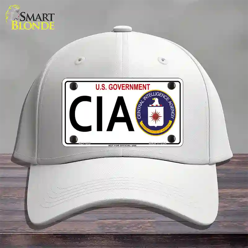 CIA Novelty License Plate Hat Cotton / White