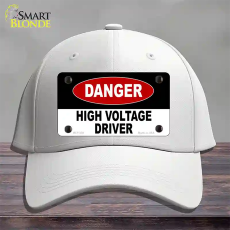 Danger High Voltage Driver Novelty License Plate Hat Cotton / White