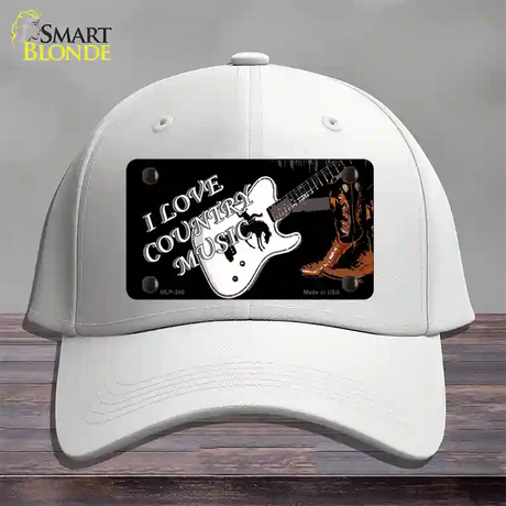 I Love Country Music Novelty License Plate Hat Cotton / White