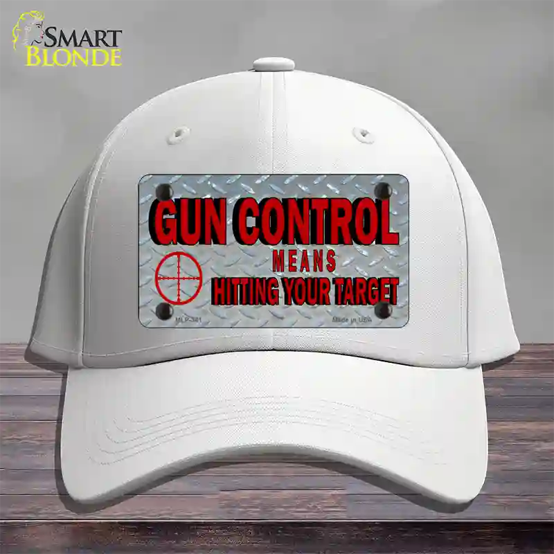 Gun Control Novelty License Plate Hat Cotton / White