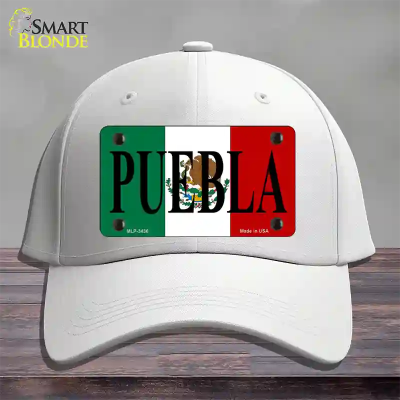 Puebla Novelty License Plate Hat Cotton / White