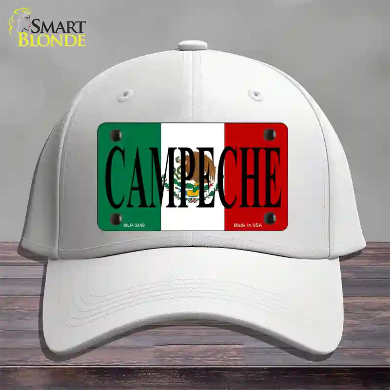 Campeche Mexico Flag Novelty License Plate Hat Cotton / White