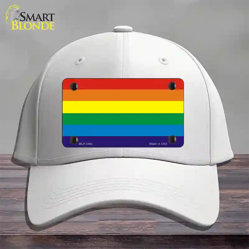 Rainbow Flag Novelty License Plate Hat Cotton / White